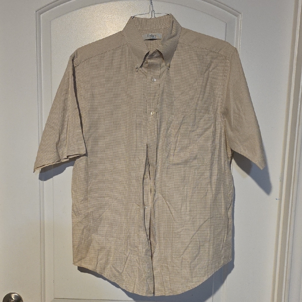 Cubavera Men's Beige Short Sleeve Button-Down Shirt